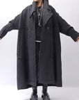【RUNDHOLZ】 OVER SIZED BIG LAPEL LONG COAT_BLACK MEL