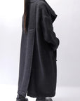【RUNDHOLZ】 OVER SIZED BIG LAPEL LONG COAT_BLACK MEL