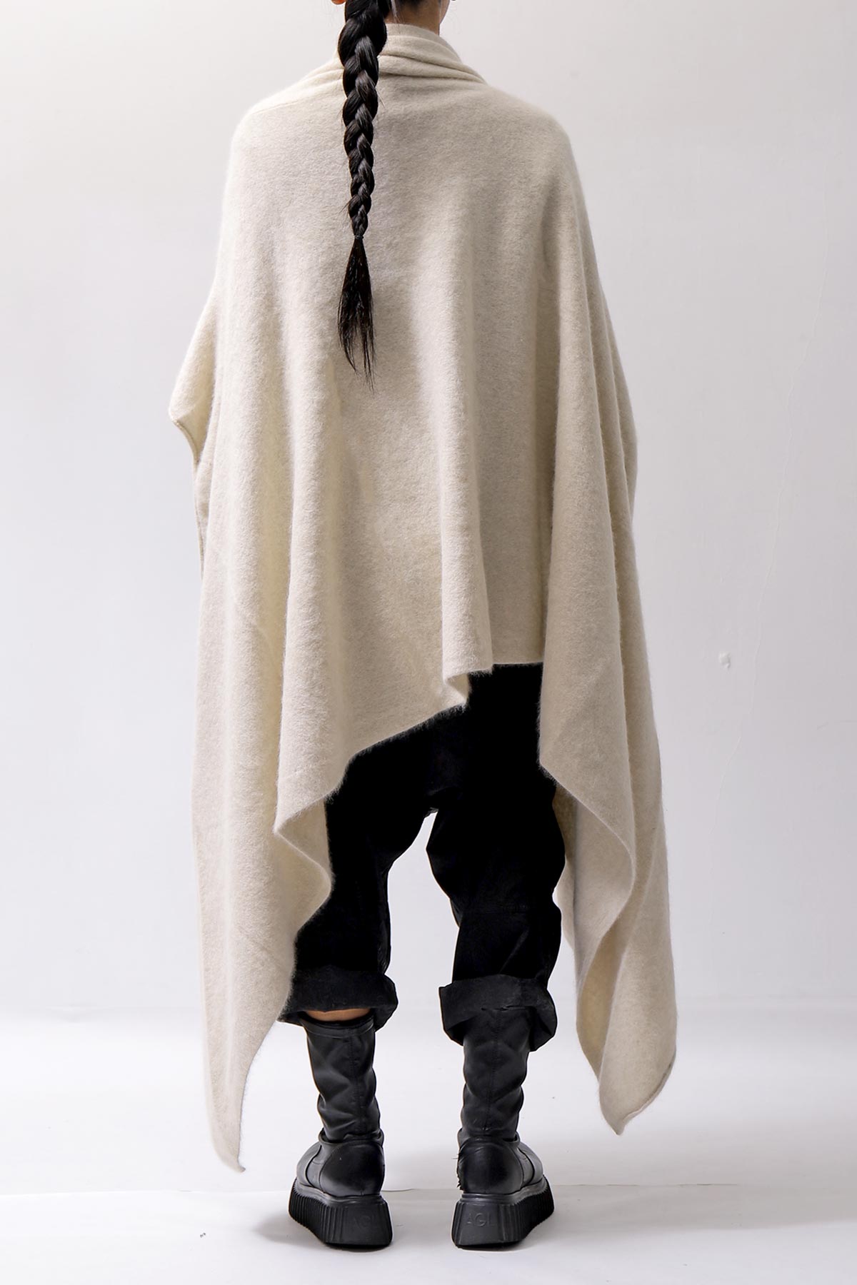 【RUNDHOLZ】 UNISEX RACCOON MULTI CARDIGAN COAT KNIT 141 7709_BONE MEL