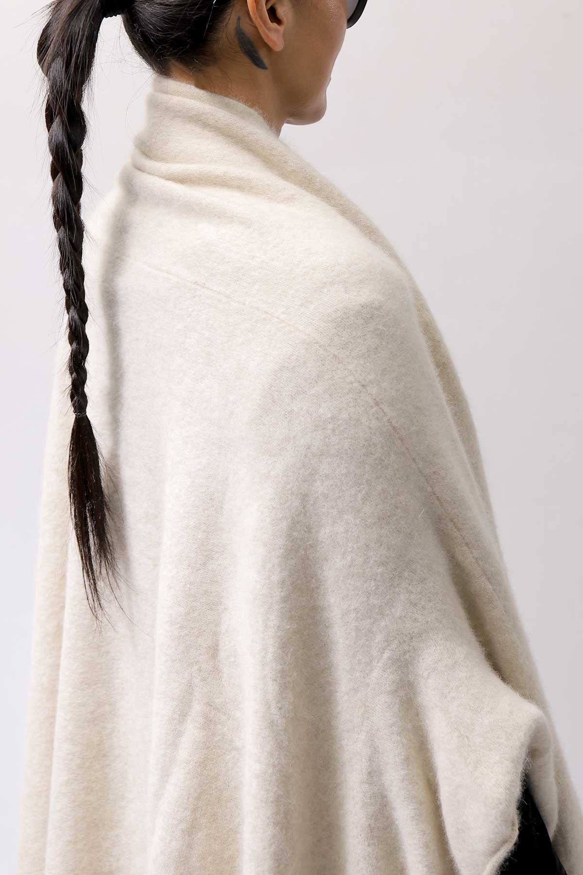 【RUNDHOLZ】 UNISEX RACCOON MULTI CARDIGAN COAT KNIT 141 7709_BONE MEL