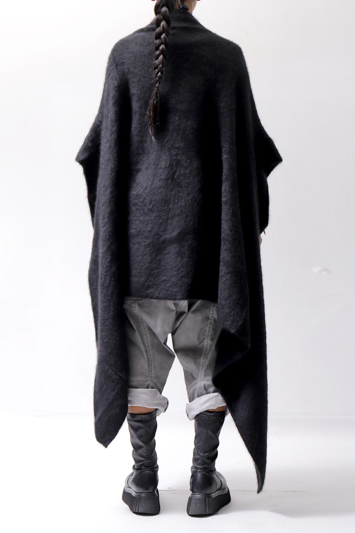【RUNDHOLZ】 UNISEX RACCOON MULTI CARDIGAN COAT KNIT 141 7709_BLACK