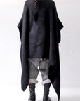 【RUNDHOLZ】 UNISEX RACCOON MULTI CARDIGAN COAT KNIT 141 7709_BLACK