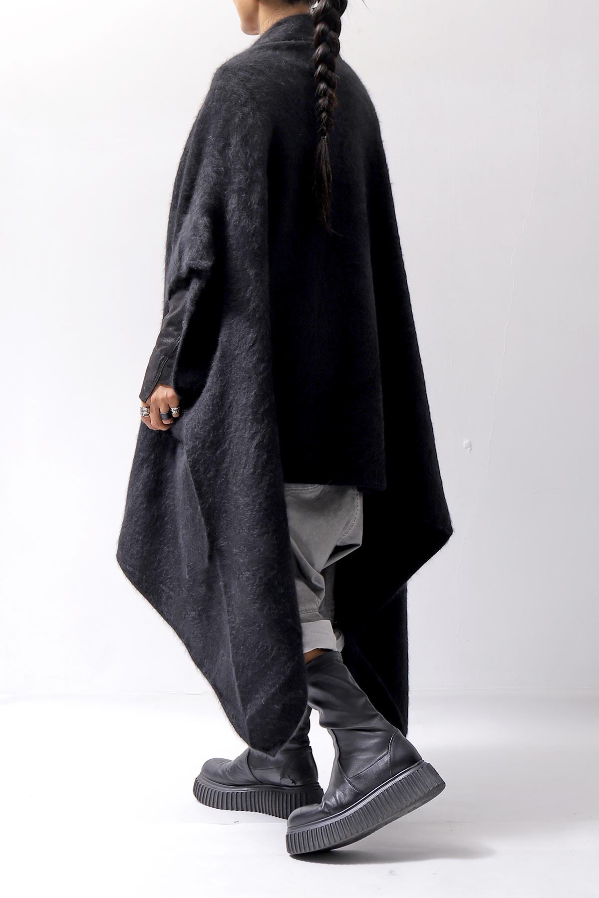 【RUNDHOLZ】 UNISEX RACCOON MULTI CARDIGAN COAT KNIT 141 7709_BLACK
