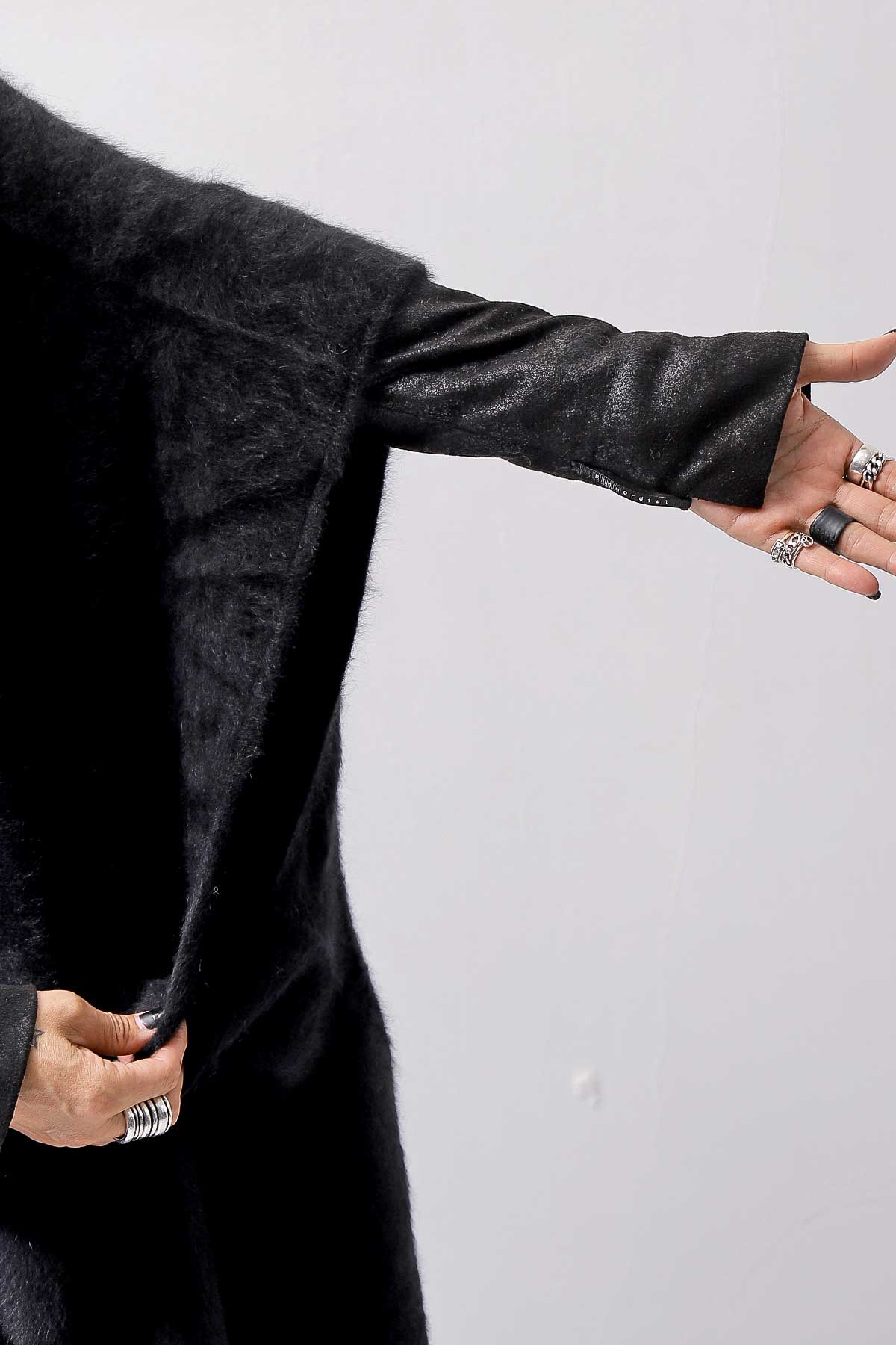 【RUNDHOLZ】 UNISEX RACCOON MULTI CARDIGAN COAT KNIT 141 7709_BLACK