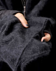 【RUNDHOLZ】 UNISEX RACCOON MULTI CARDIGAN COAT KNIT 141 7709_BLACK