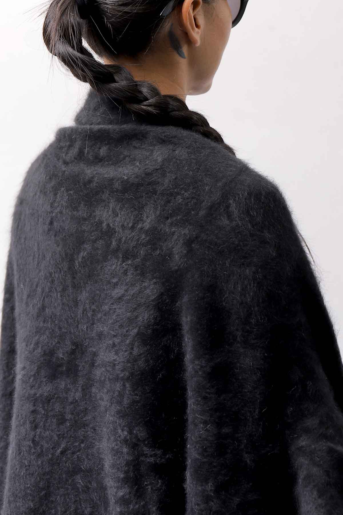 【RUNDHOLZ】 UNISEX RACCOON MULTI CARDIGAN COAT KNIT 141 7709_BLACK