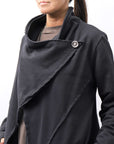 【sanctamuerte】 UNISEX ASYMMETRY SWEAT CARDIGAN_BLACK