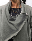 【sanctamuerte】 UNISEX ASYMMETRY SWEAT CARDIGAN_SALVIA(MILITARY)