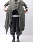 【sanctamuerte】 UNISEX ASYMMETRY SWEAT CARDIGAN_SALVIA(MILITARY)