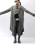 【sanctamuerte】 UNISEX ASYMMETRY SWEAT CARDIGAN_SALVIA(MILITARY)