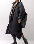 【Alès Dacchia】 UNISEX OVERSIZED LIGHT PADDED LONG SHIRT SH1099_BLACK