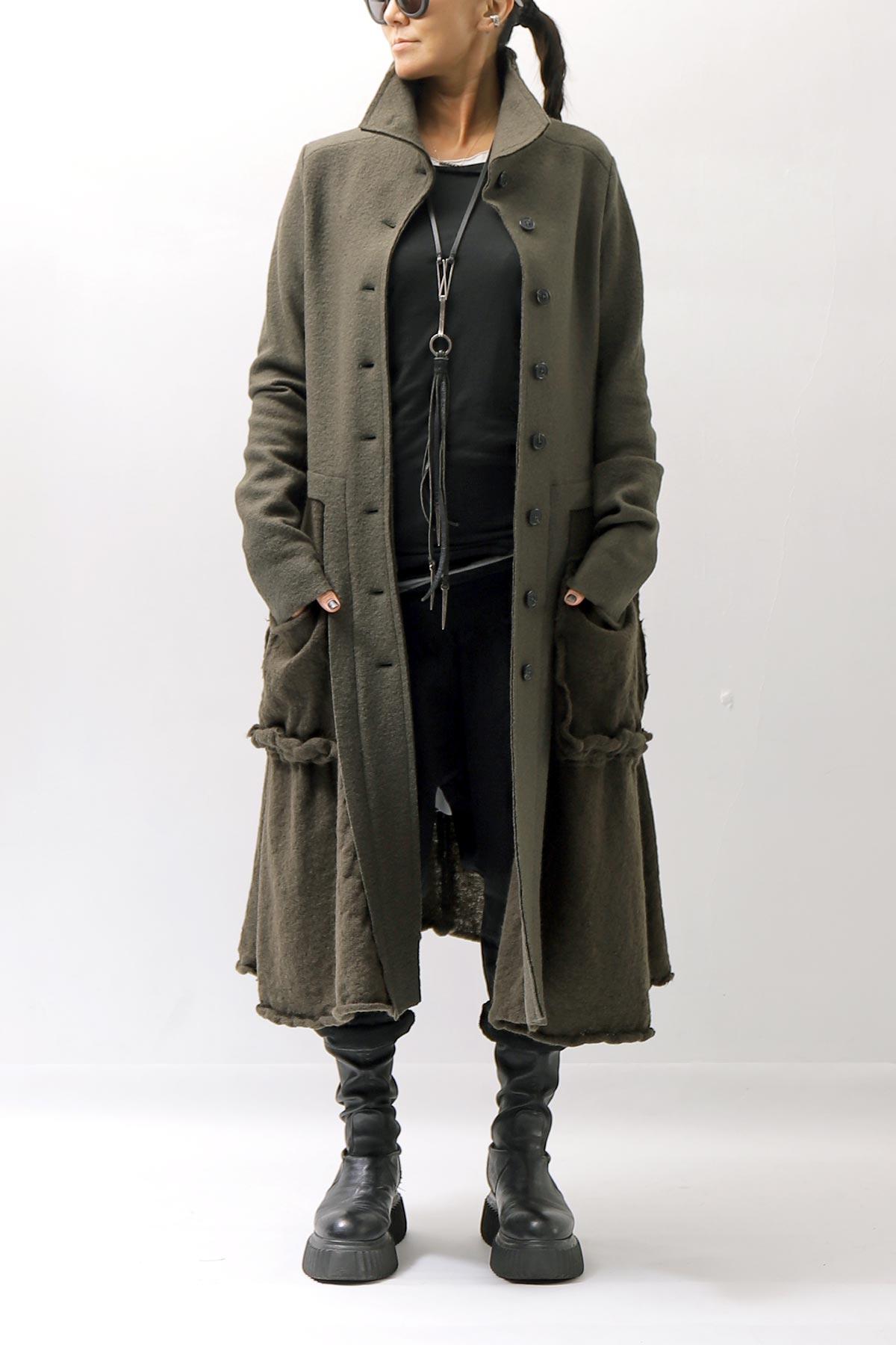 【RUNDHOLZ】 BOILED WOOL & SOFT WOOL KNIT CARDIGAN COAT 388 1203_JUNGLE