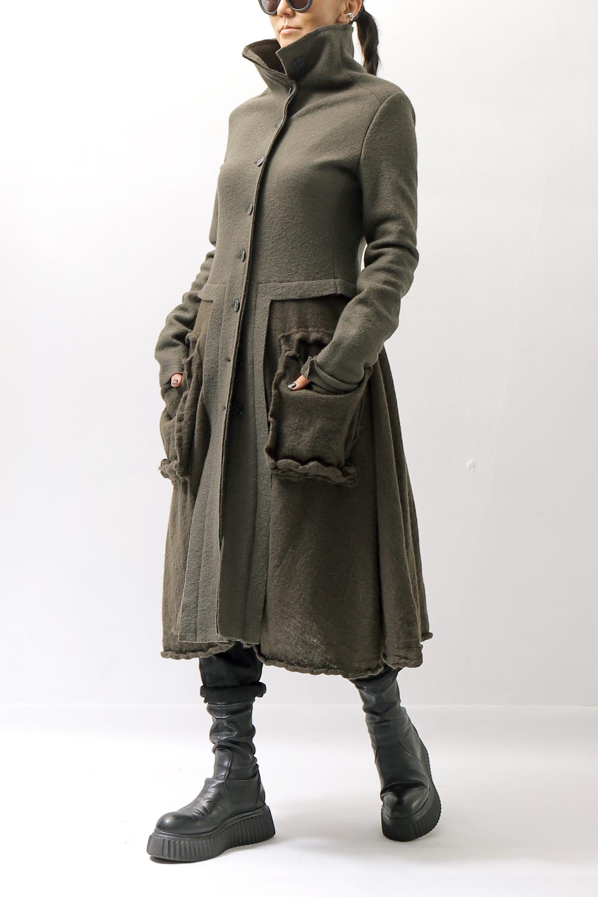 【RUNDHOLZ】 BOILED WOOL & SOFT WOOL KNIT CARDIGAN COAT 388 1203_JUNGLE