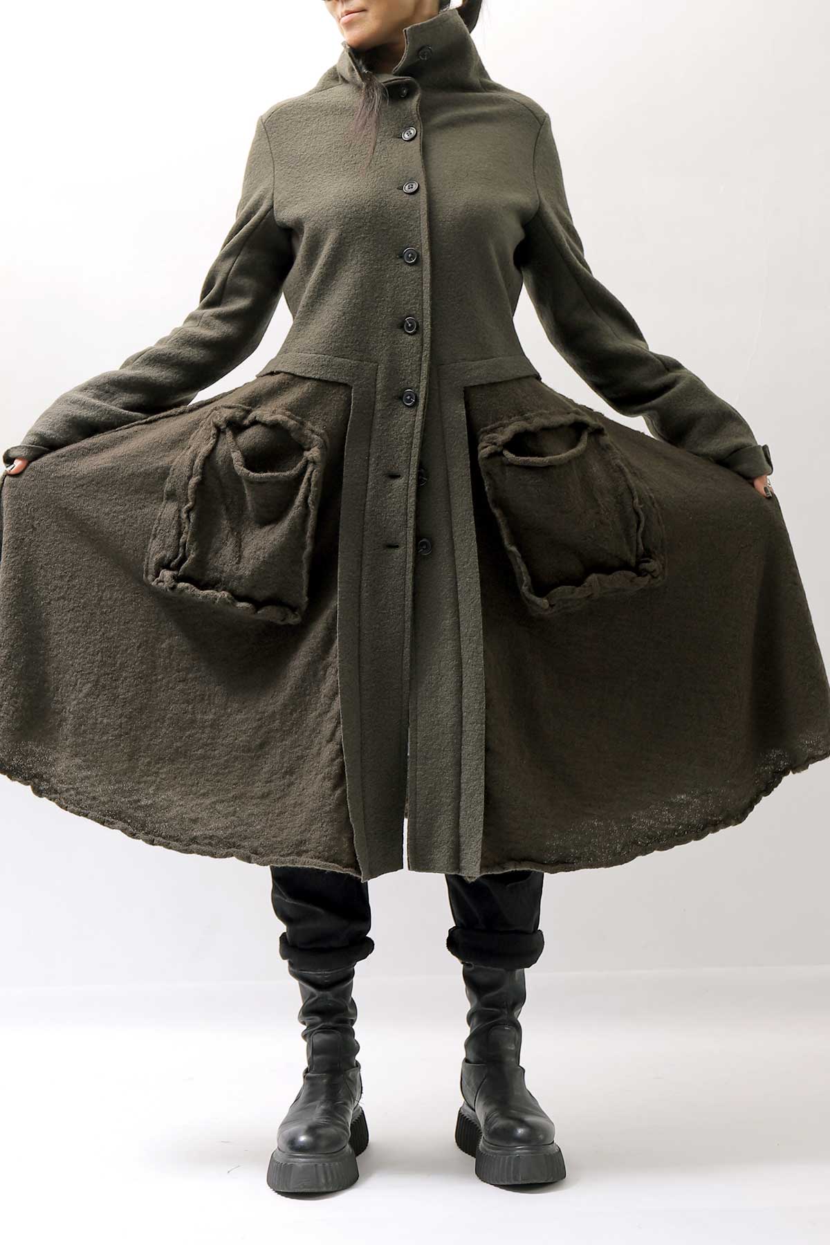 【RUNDHOLZ】 BOILED WOOL & SOFT WOOL KNIT CARDIGAN COAT 388 1203_JUNGLE