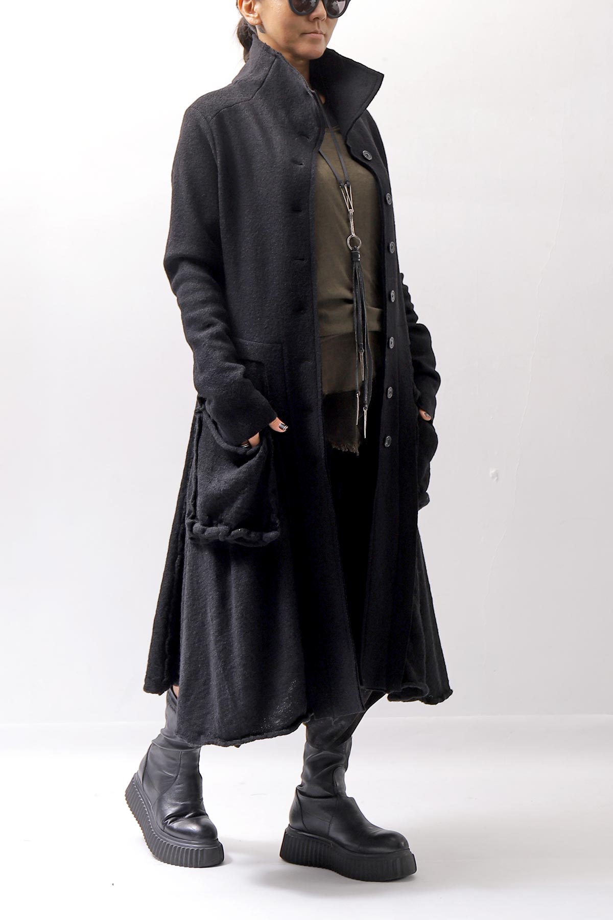 【RUNDHOLZ】 BOILED WOOL & SOFT WOOL KNIT CARDIGAN COAT 388 1203_BLACK
