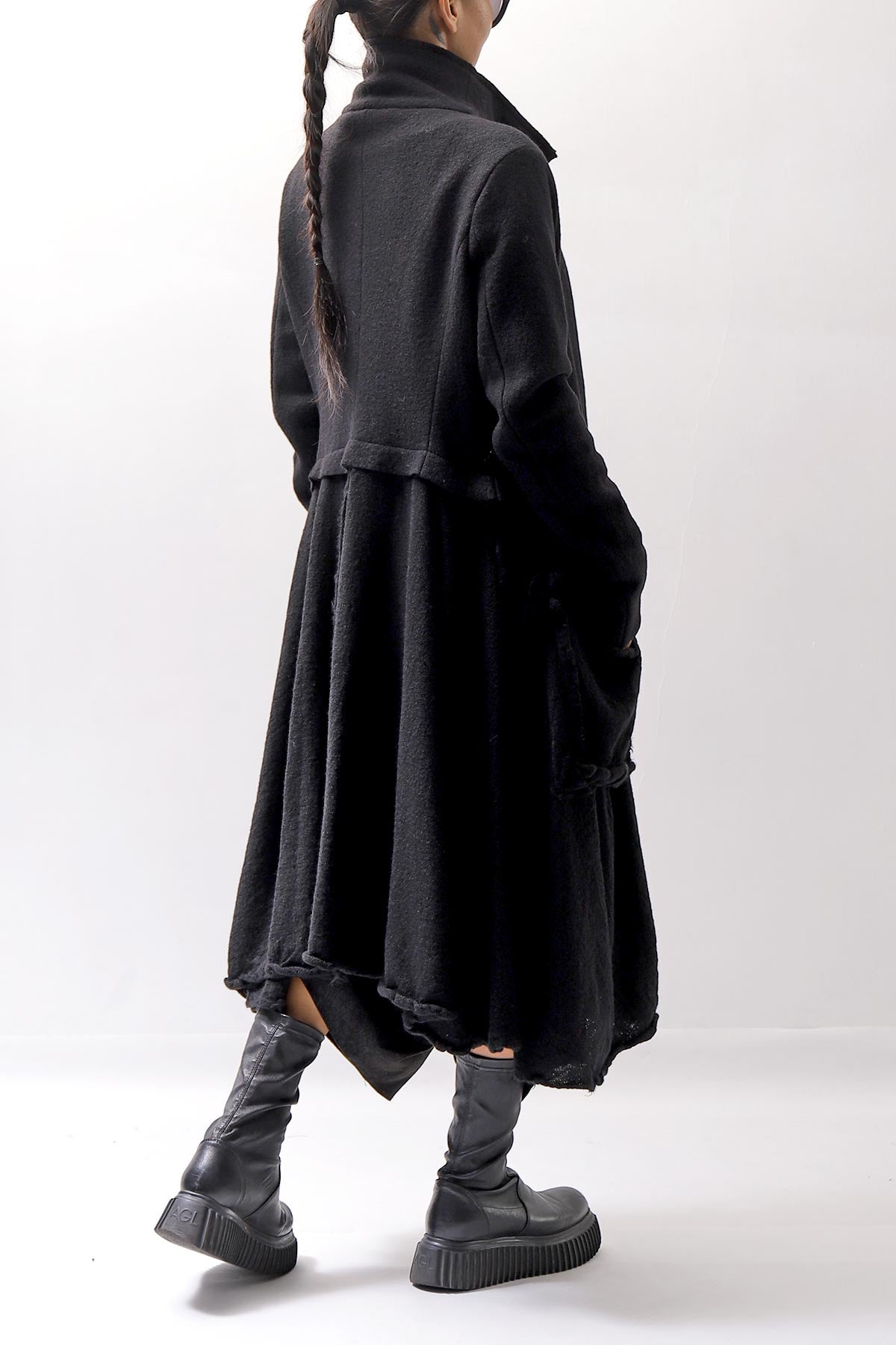【RUNDHOLZ】 BOILED WOOL & SOFT WOOL KNIT CARDIGAN COAT 388 1203_BLACK
