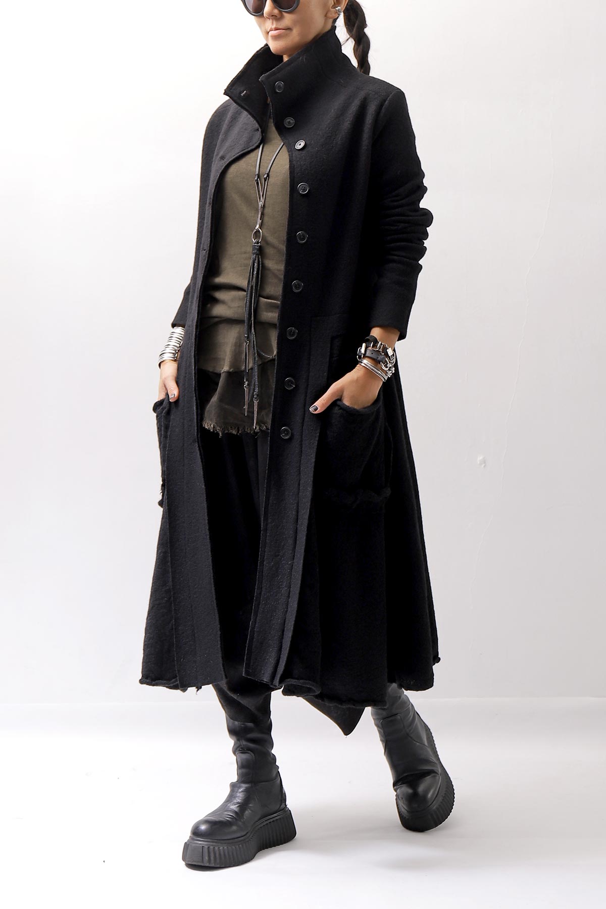 【RUNDHOLZ】 BOILED WOOL & SOFT WOOL KNIT CARDIGAN COAT 388 1203_BLACK