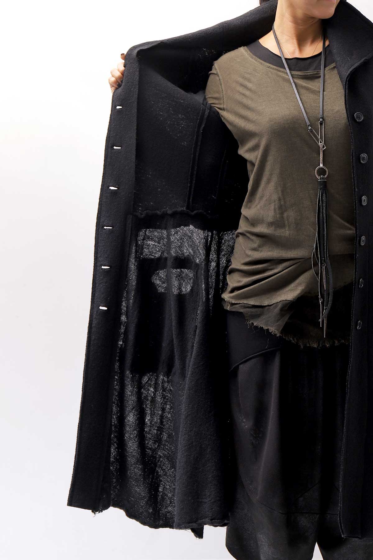 【RUNDHOLZ】 BOILED WOOL & SOFT WOOL KNIT CARDIGAN COAT 388 1203_BLACK