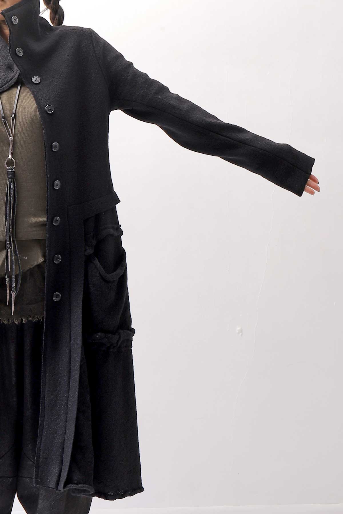 【RUNDHOLZ】 BOILED WOOL & SOFT WOOL KNIT CARDIGAN COAT 388 1203_BLACK