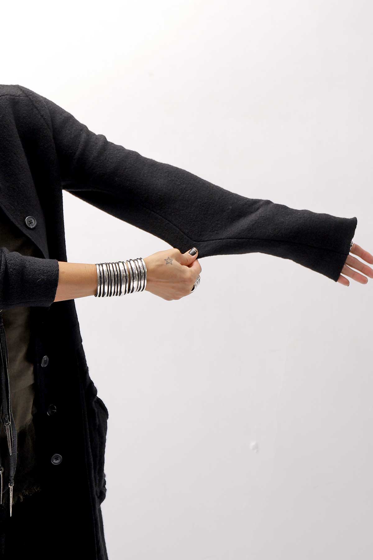 【RUNDHOLZ】 BOILED WOOL & SOFT WOOL KNIT CARDIGAN COAT 388 1203_BLACK