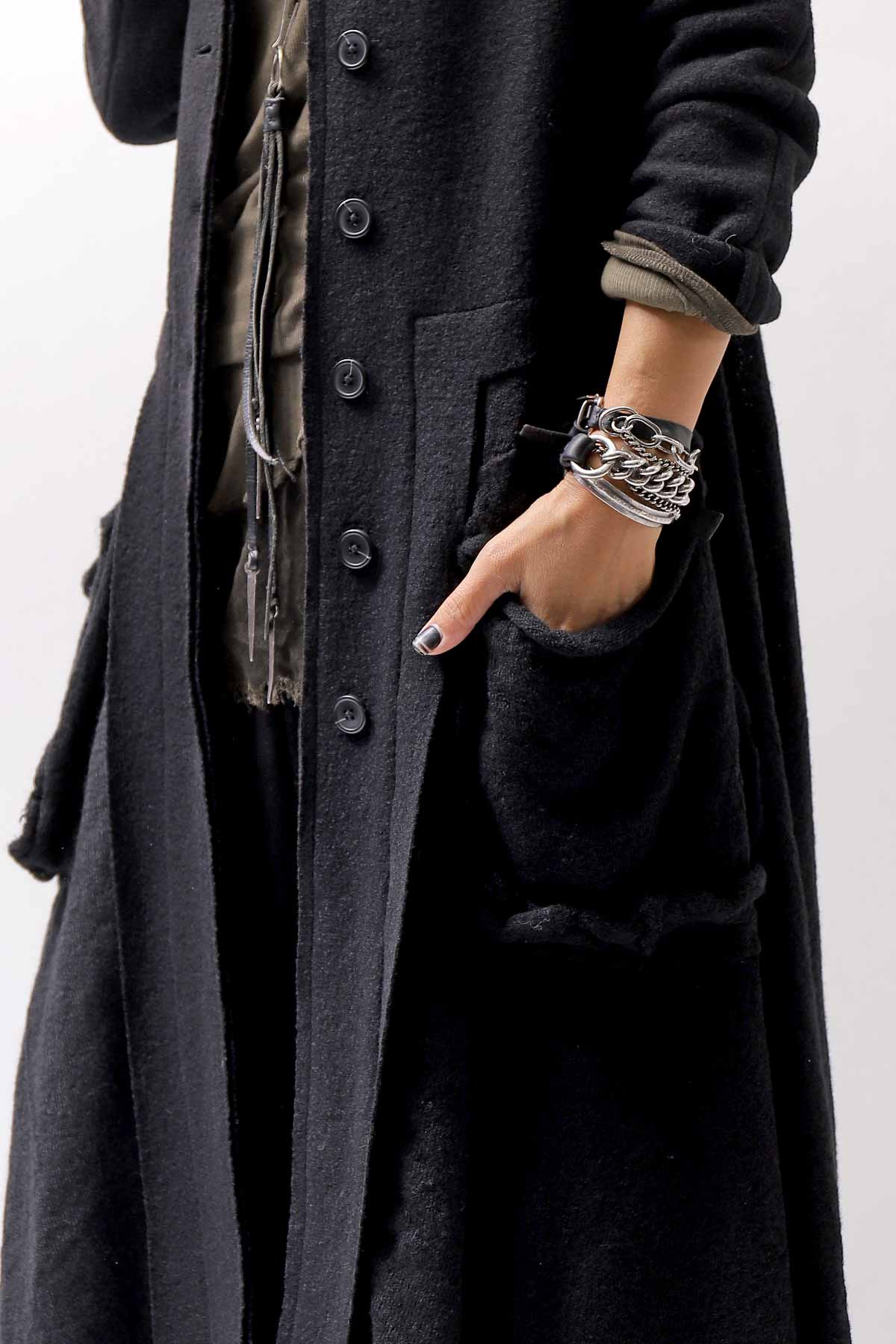 【RUNDHOLZ】 BOILED WOOL & SOFT WOOL KNIT CARDIGAN COAT 388 1203_BLACK