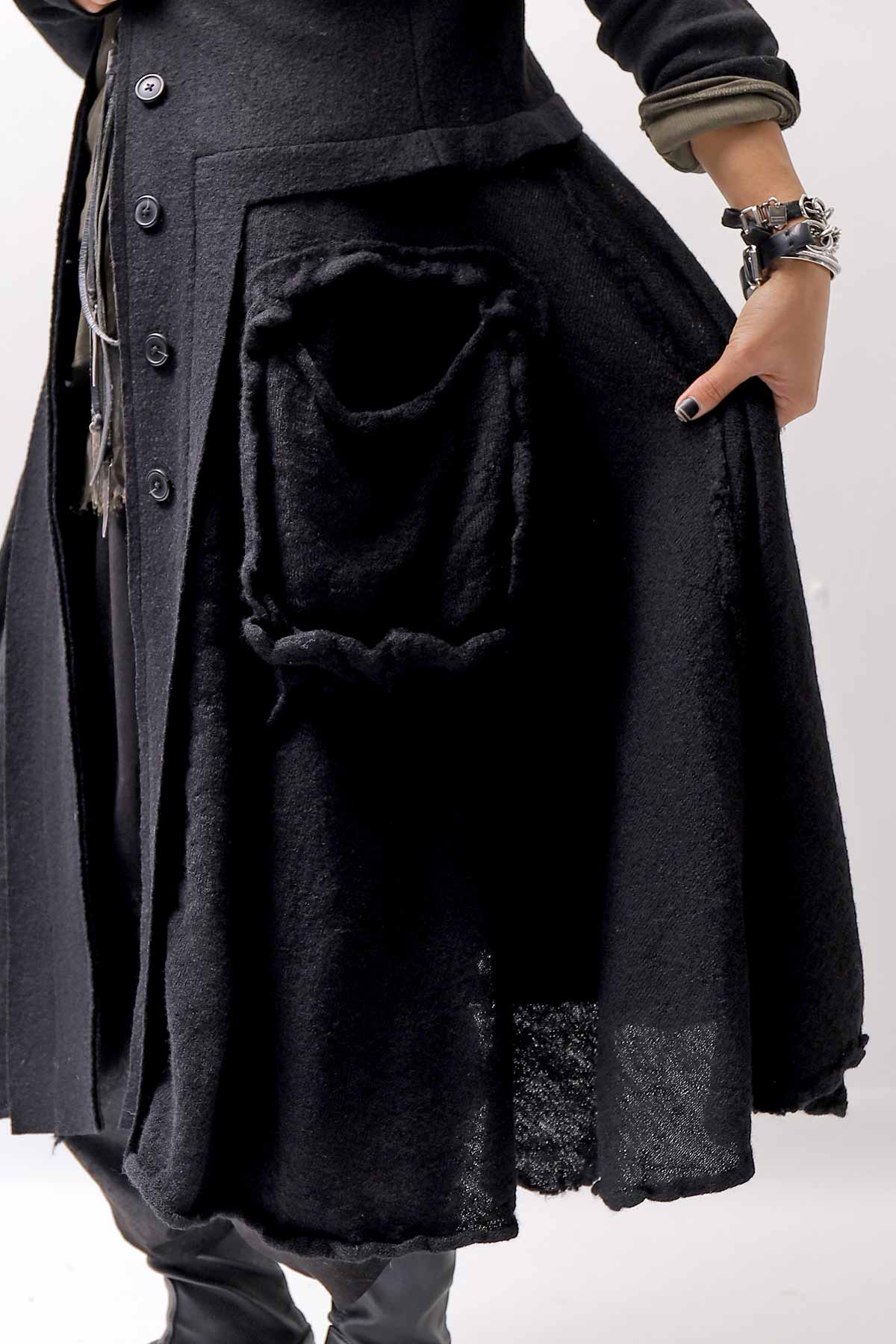 【RUNDHOLZ】 BOILED WOOL & SOFT WOOL KNIT CARDIGAN COAT 388 1203_BLACK
