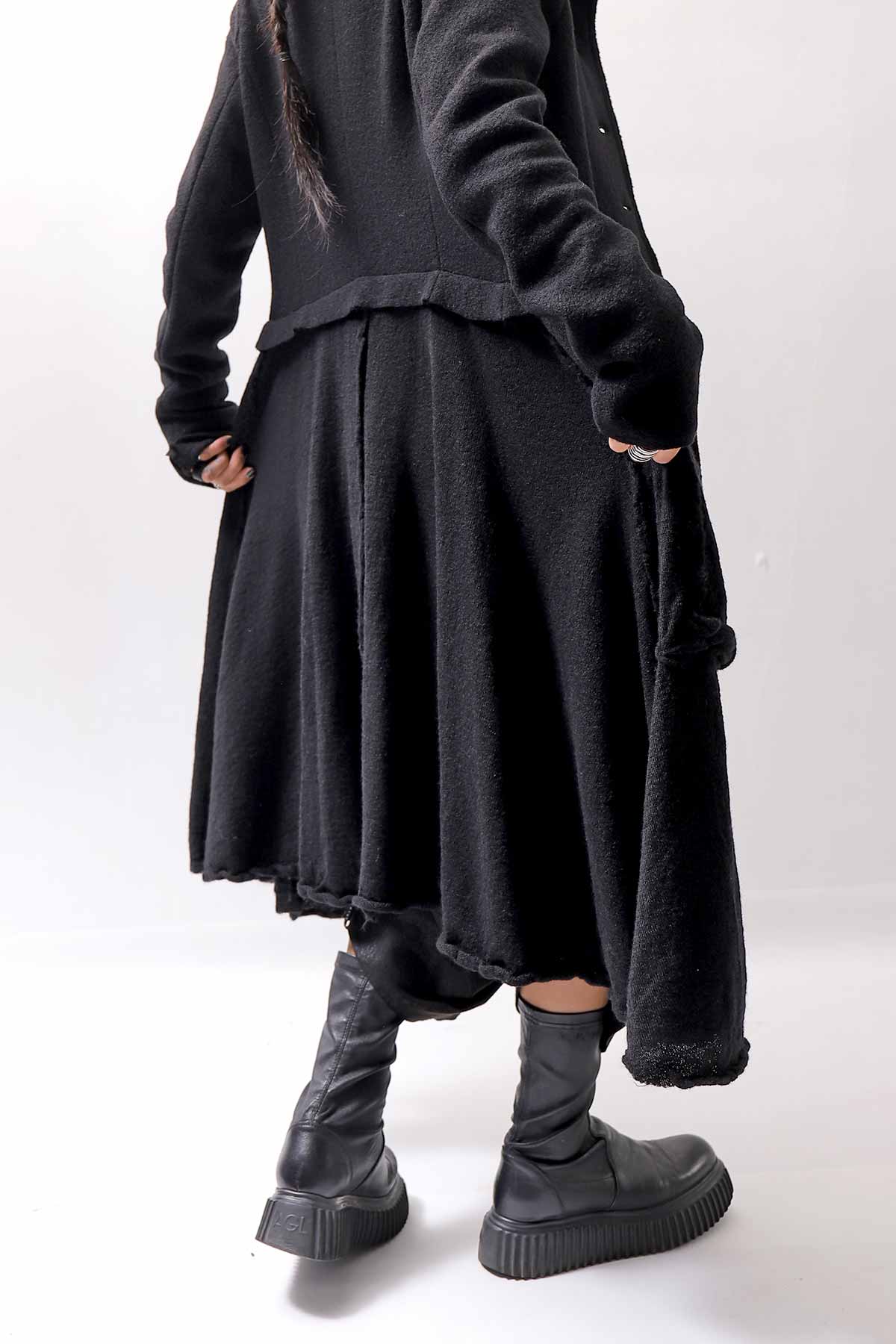 【RUNDHOLZ】 BOILED WOOL & SOFT WOOL KNIT CARDIGAN COAT 388 1203_BLACK