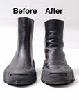 【Alès Dacchia】 BACK ZIP FRONT DRAPE LEATHER SNEAKER_BLACK