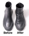 【Alès Dacchia】 BACK ZIP FRONT DRAPE LEATHER SNEAKER_BLACK