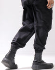 【Alès Dacchia】 BACK ZIP FRONT DRAPE LEATHER SNEAKER_BLACK
