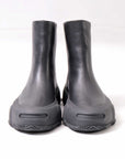 【Alès Dacchia】 BACK ZIP FRONT DRAPE LEATHER SNEAKER_BLACK