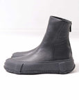 【Alès Dacchia】 BACK ZIP FRONT DRAPE LEATHER SNEAKER_BLACK