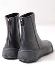 【Alès Dacchia】 BACK ZIP FRONT DRAPE LEATHER SNEAKER_BLACK