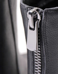 【Alès Dacchia】 BACK ZIP FRONT DRAPE LEATHER SNEAKER_BLACK