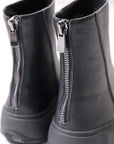 【Alès Dacchia】 BACK ZIP FRONT DRAPE LEATHER SNEAKER_BLACK