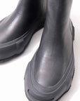 【Alès Dacchia】 BACK ZIP FRONT DRAPE LEATHER SNEAKER_BLACK
