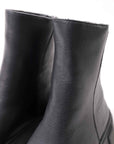 【Alès Dacchia】 BACK ZIP FRONT DRAPE LEATHER SNEAKER_BLACK