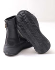 【Alès Dacchia】 BACK ZIP FRONT DRAPE LEATHER SNEAKER_BLACK