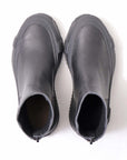 【Alès Dacchia】 BACK ZIP FRONT DRAPE LEATHER SNEAKER_BLACK
