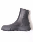 【Alès Dacchia】 BACK ZIP FRONT DRAPE LEATHER SNEAKER_BLACK