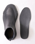 【Alès Dacchia】 BACK ZIP FRONT DRAPE LEATHER SNEAKER_BLACK