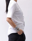 【Primordial is Primitive】 UNISEX SIDE PRINTED SLIM FIT TEE ST-709RO_WHITE