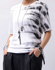 【Primordial is Primitive】 UNISEX SIDE PRINTED SLIM FIT TEE ST-709RO_WHITE