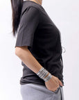 【Primordial is Primitive】 UNISEX SIDE PRINTED SLIM FIT TEE ST-709RO_BLACK
