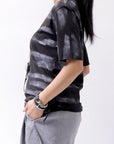 【Primordial is Primitive】 UNISEX SIDE PRINTED SLIM FIT TEE ST-709RO_BLACK