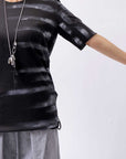 【Primordial is Primitive】 UNISEX SIDE PRINTED SLIM FIT TEE ST-709RO_BLACK