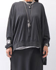 【RUNDHOLZ】 UNISEX TWIST COTTON BACK LAYERED ASYMMETRY TOP 256 0531_BLACK