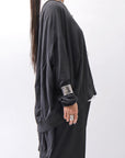 【RUNDHOLZ】 UNISEX TWIST COTTON BACK LAYERED ASYMMETRY TOP 256 0531_BLACK