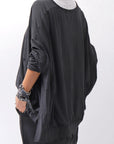 【RUNDHOLZ】 UNISEX TWIST COTTON BACK LAYERED ASYMMETRY TOP 256 0531_BLACK
