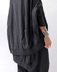 【RUNDHOLZ】 UNISEX TWIST COTTON BACK LAYERED ASYMMETRY TOP 256 0531_BLACK